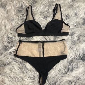 NWOT Victoria’s Secret black unlined bra & matching high waisted thong Panty